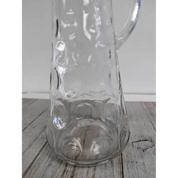Owen Illinois Glass Pitcher Thumbprint Pattern 10" Tall Vintage - Picture 2 of 4